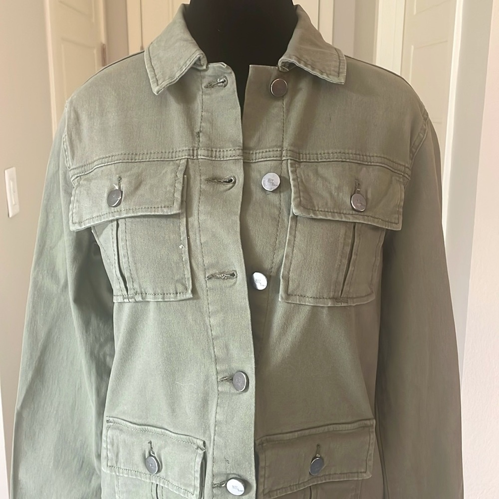 1822 Denim Military Utility Jacket Olive Green Size S NWT - Picture 7 of 14